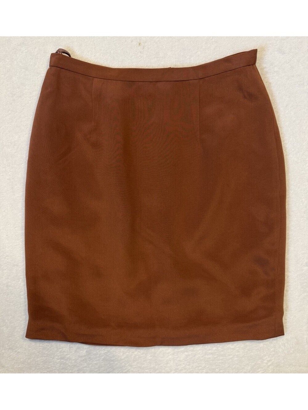 Hugo Buscati Milano Brwn Pencil Skirt – Vintage Made in USA – Size 6-100% Silk